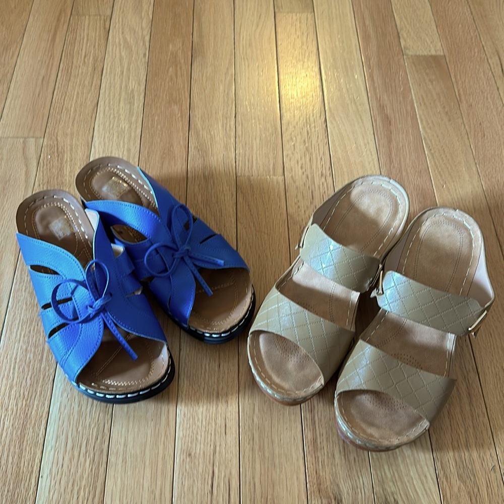 2 pairs of shoes bought on line from Temu. Both are size 39.